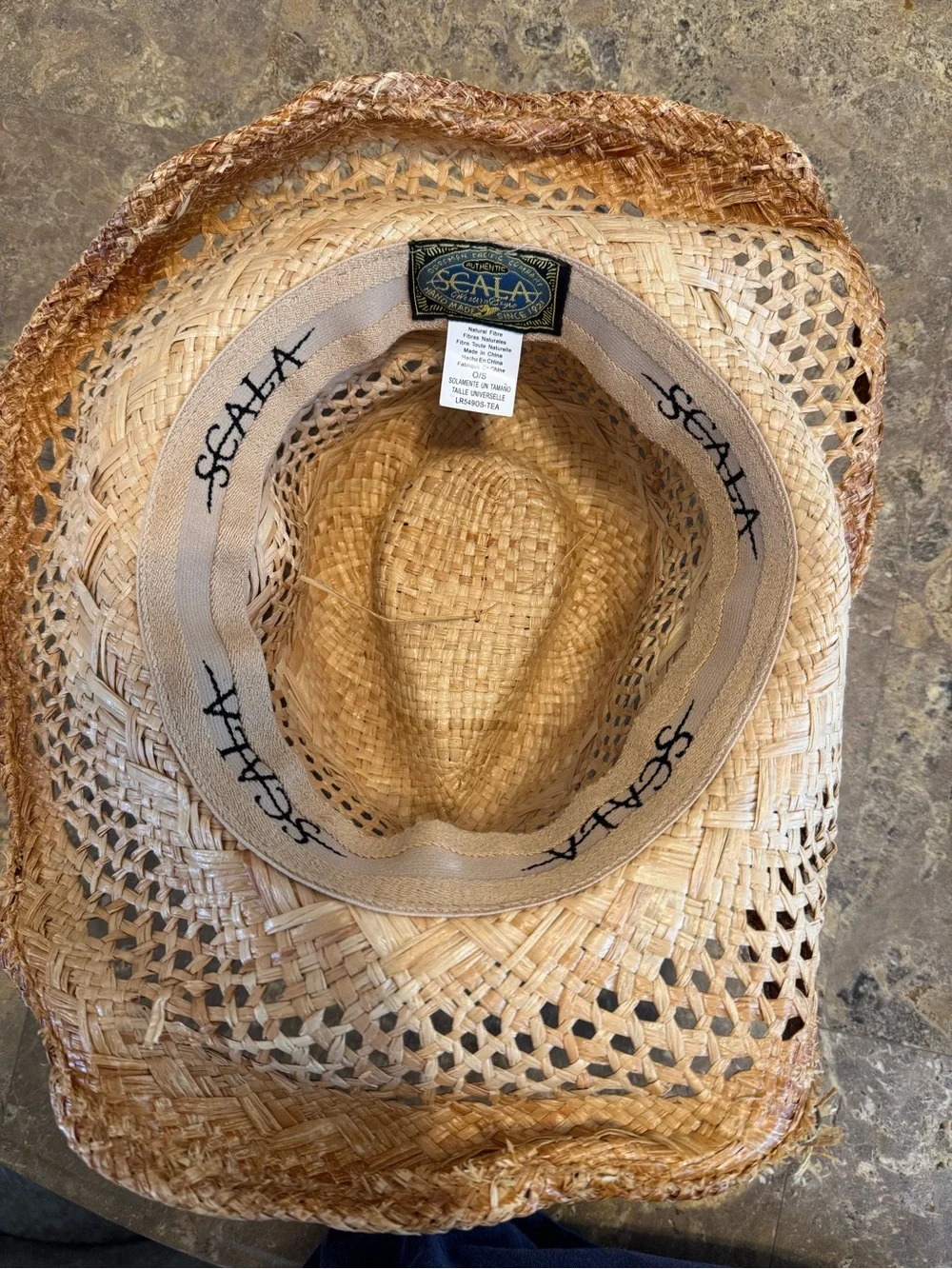 Vintage 2000s Scala Distressed Straw Cowgirl Hat Beaded Western Boho Y2K OS